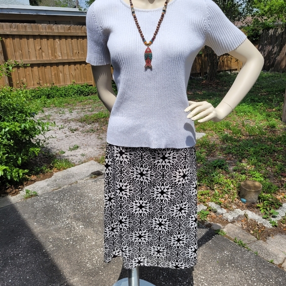 [EUC] VTG Hypnotized Brown & Cream Geometric Pattern Midi Skirt, Pull-on, Medium - Picture 3 of 11